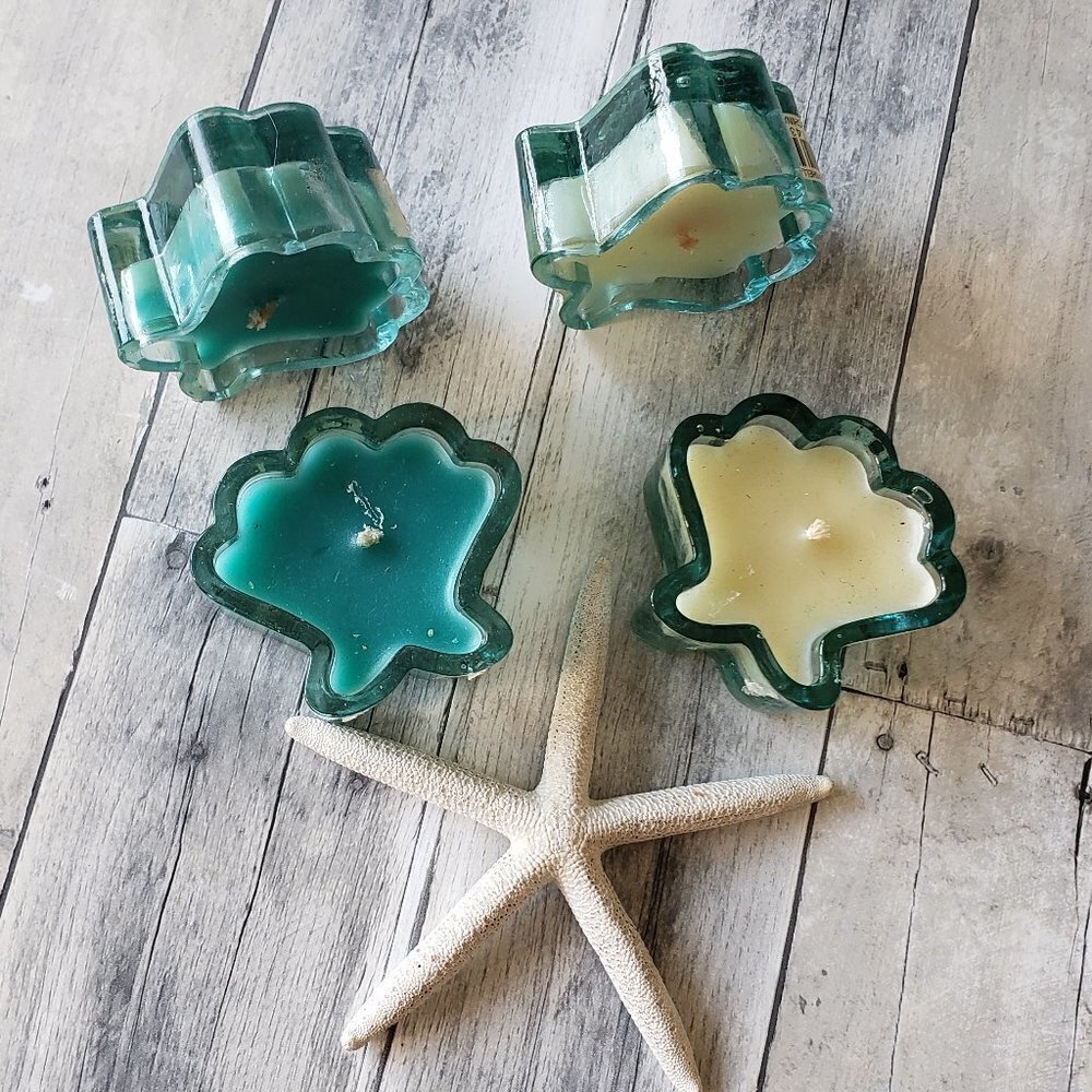 (Set of 4) Boston Warehouse Trading Glass Seashell Candles